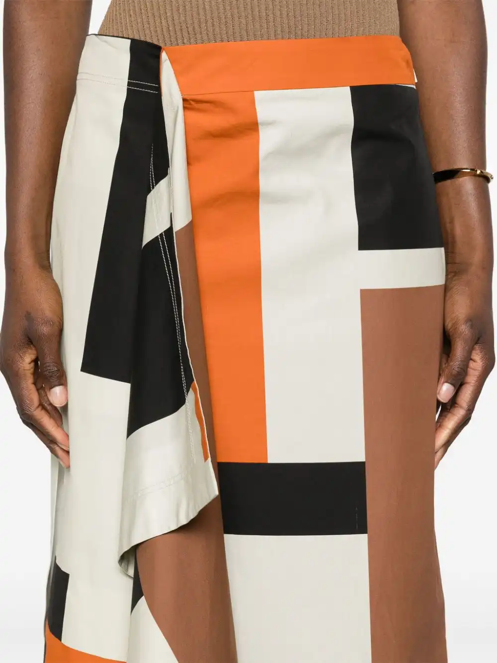 Affordable FENDI FF Puzzle-print poplin midi skirt