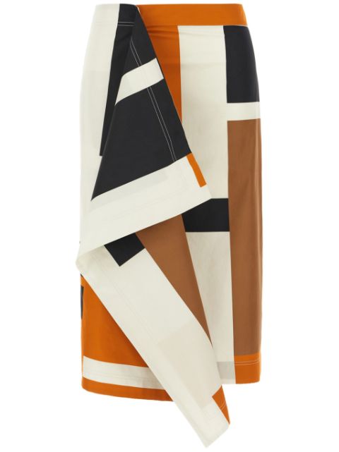 FENDI FF Puzzle-print poplin midi skirt