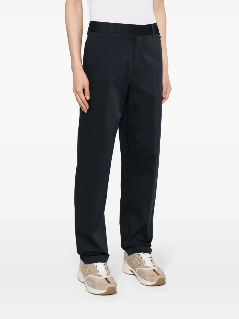 Cheap FENDI logo-applique straight-leg trousers