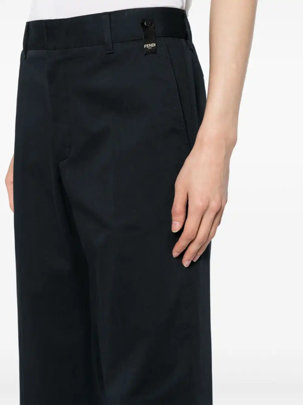 Cheap FENDI logo-applique straight-leg trousers