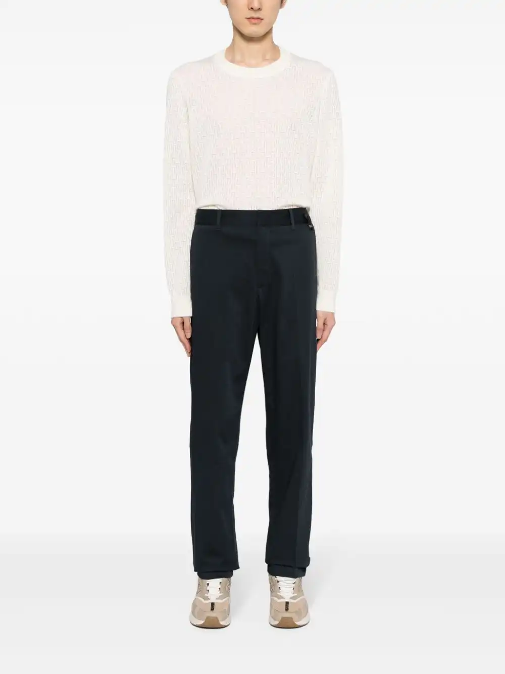 Cheap FENDI logo-applique straight-leg trousers