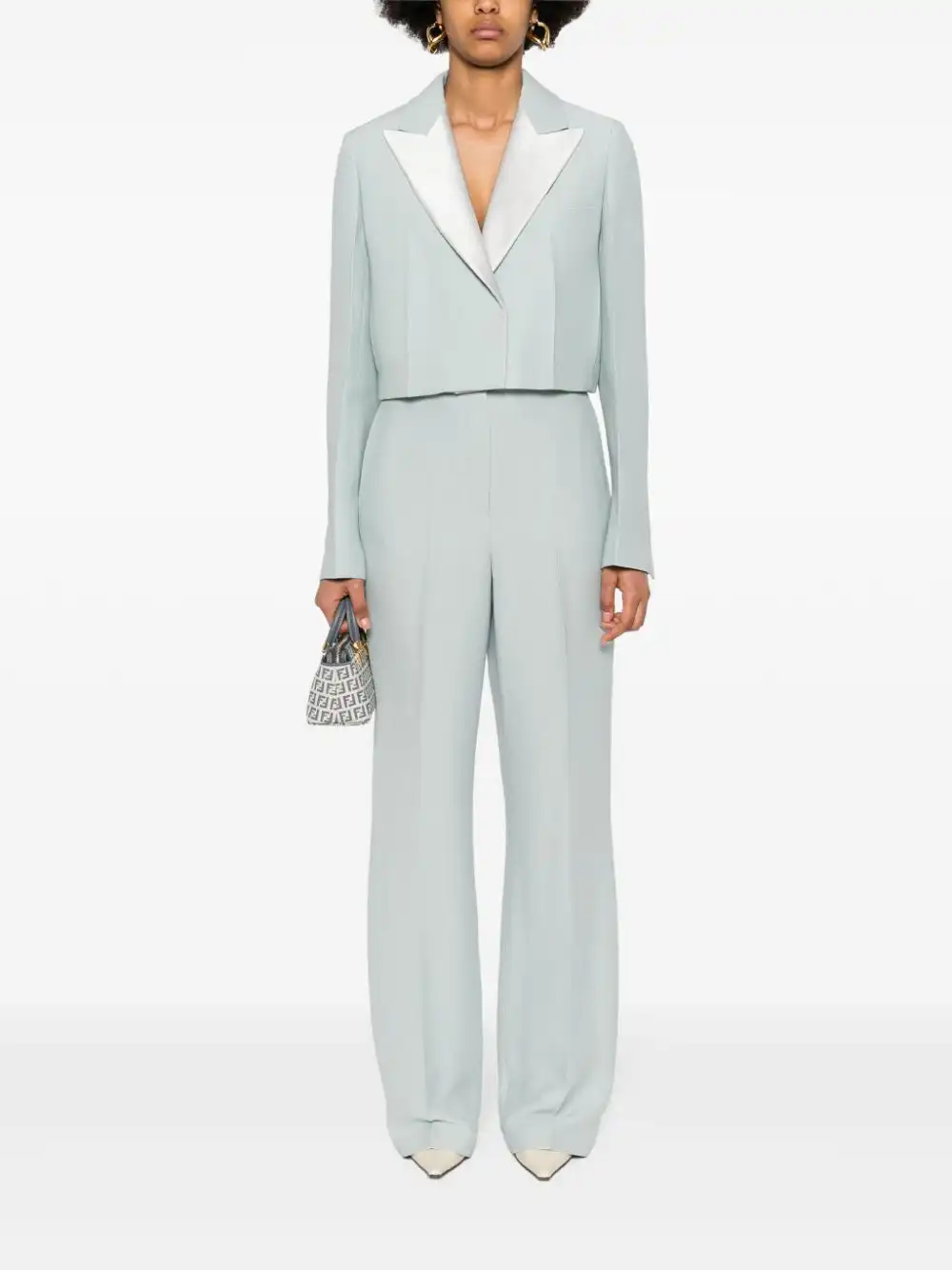 Cheap FENDI cropped contrast-panel blazer