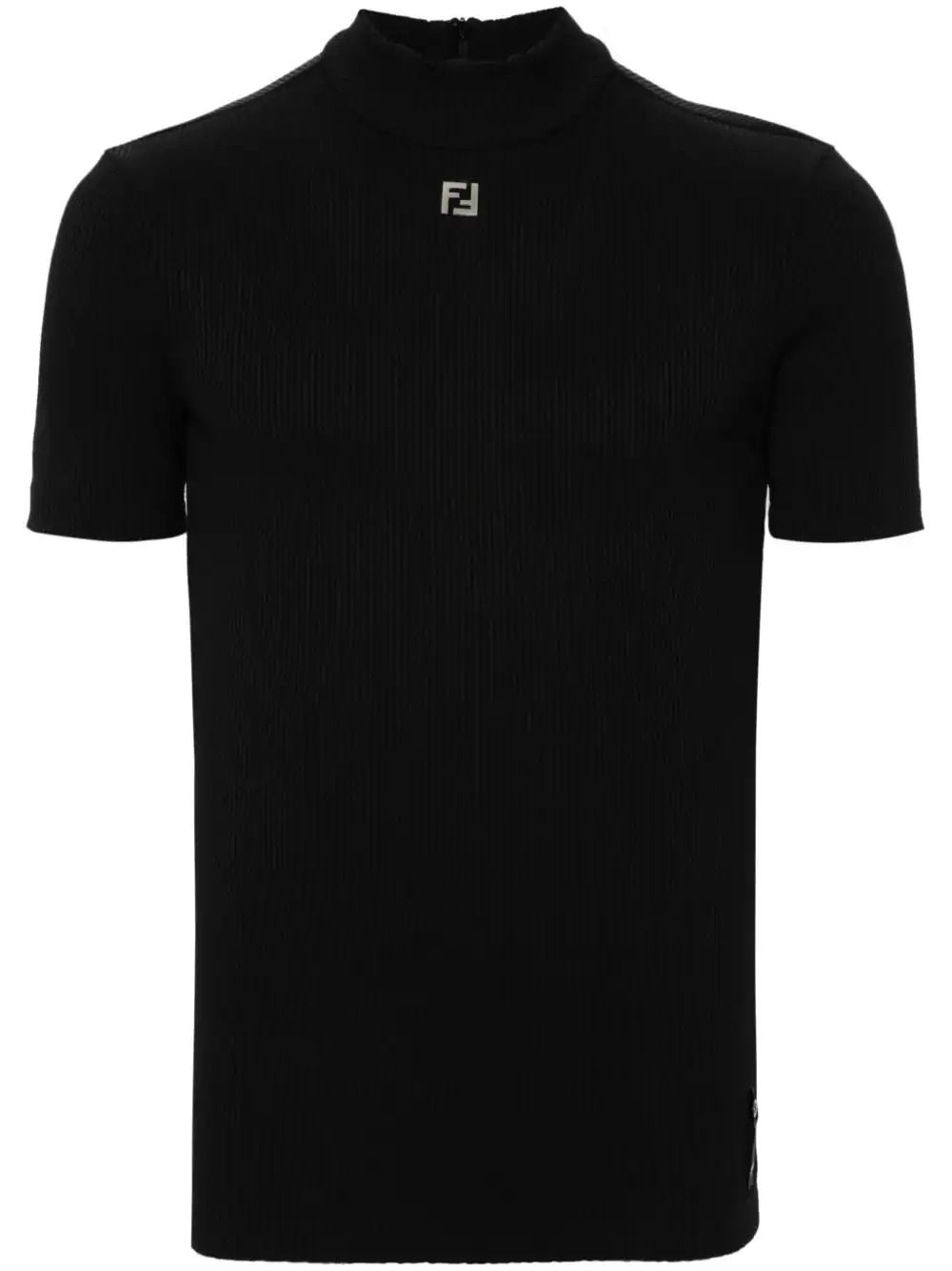 Cheap FENDI FF logo plaque ribbed T-shirt