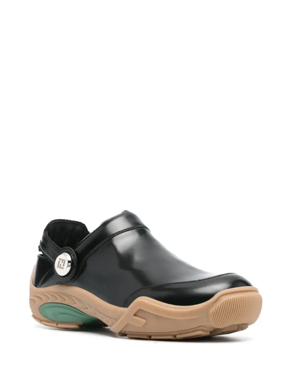 Affordable FENDI FF-embroidered leather clogs