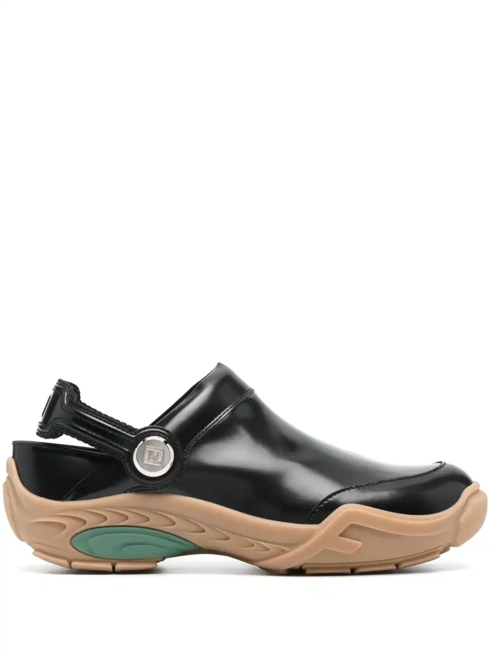 Affordable FENDI FF-embroidered leather clogs