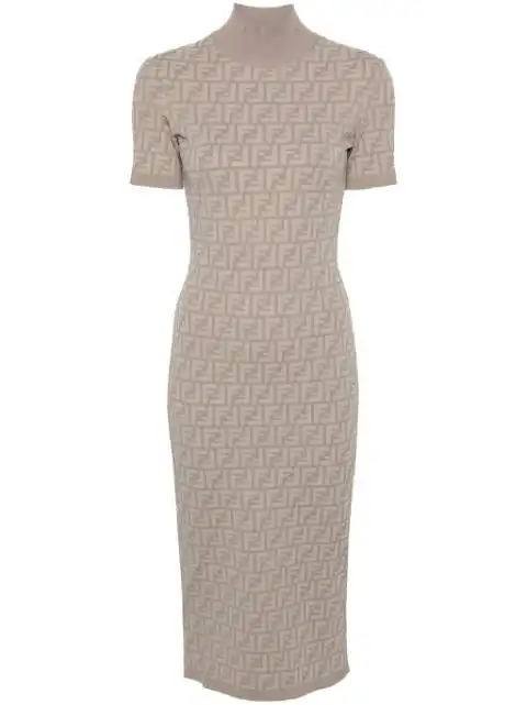 FENDI FF-jacquard midi dress