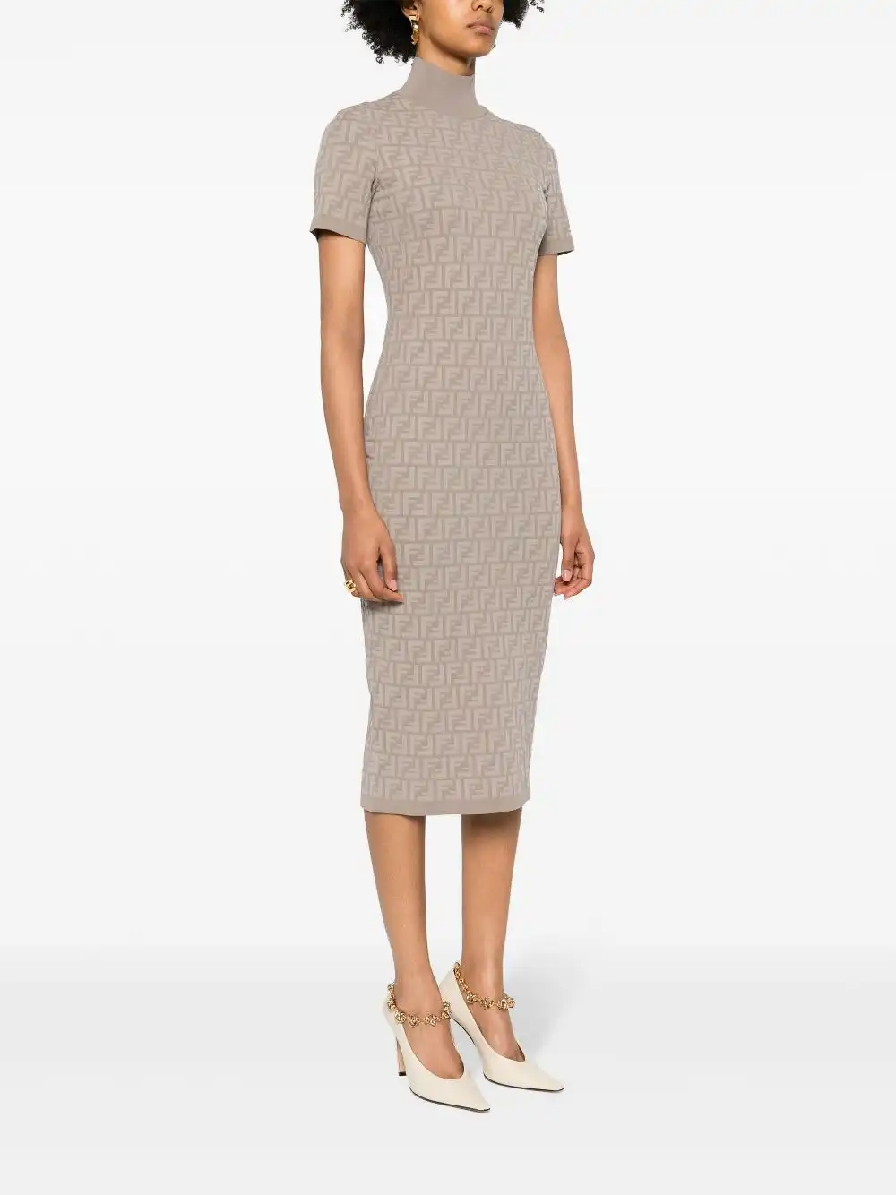 Affordable FENDI FF-jacquard midi dress