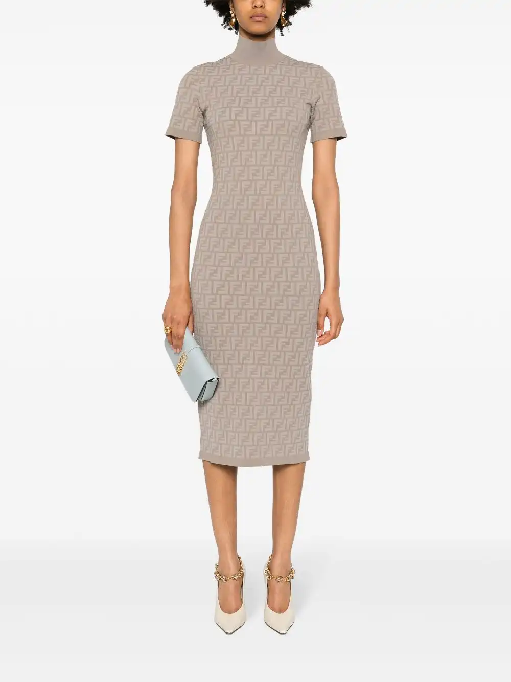 Affordable FENDI FF-jacquard midi dress