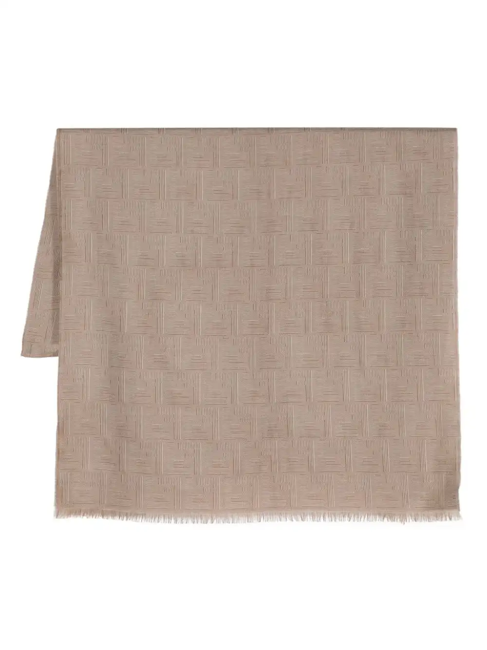 Affordable FENDI FF-pattern frayed-edge scarf