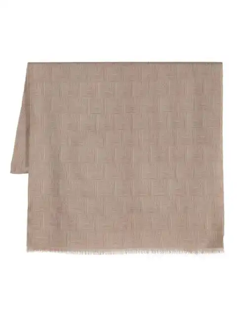 FENDI FF-pattern frayed-edge scarf