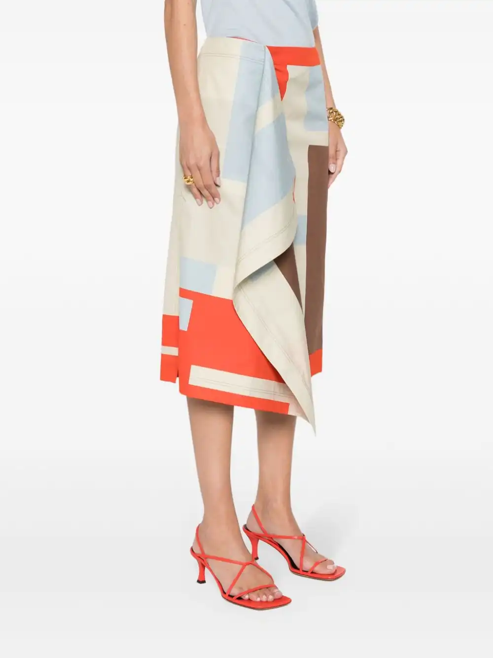 Affordable FENDI colour-block midi skirt