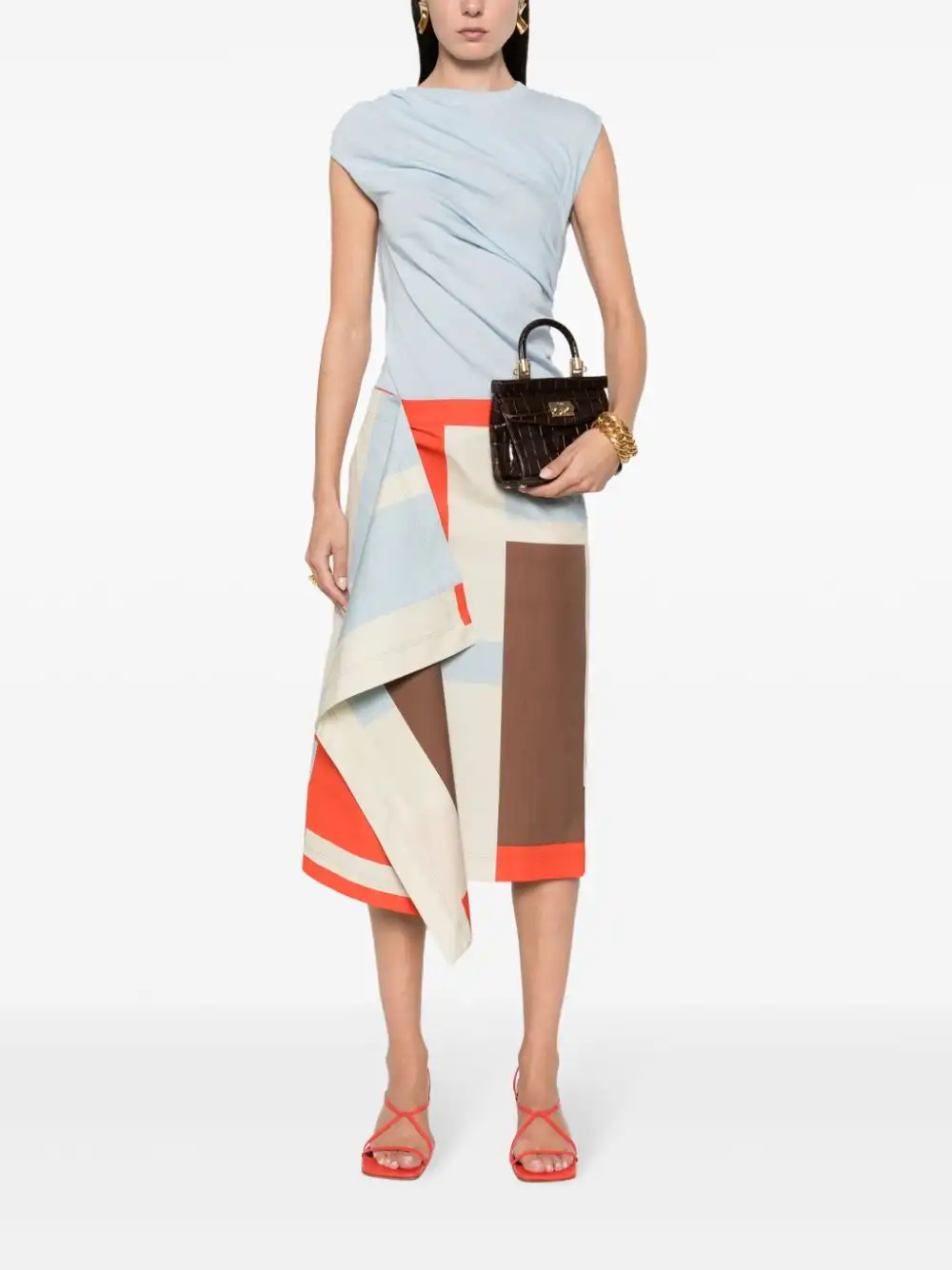 Affordable FENDI colour-block midi skirt