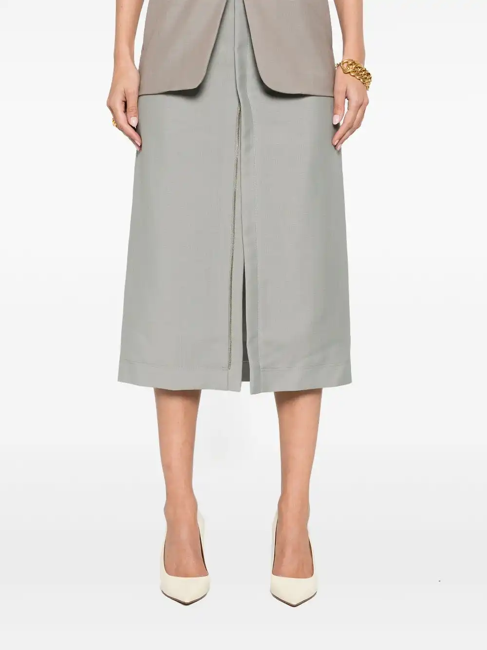 Cheap FENDI embroidered-logo midi skirt