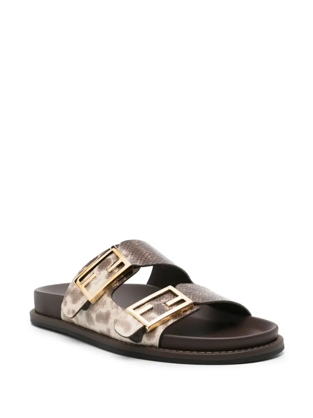 Affordable FENDI snakeskin-effect leather slides