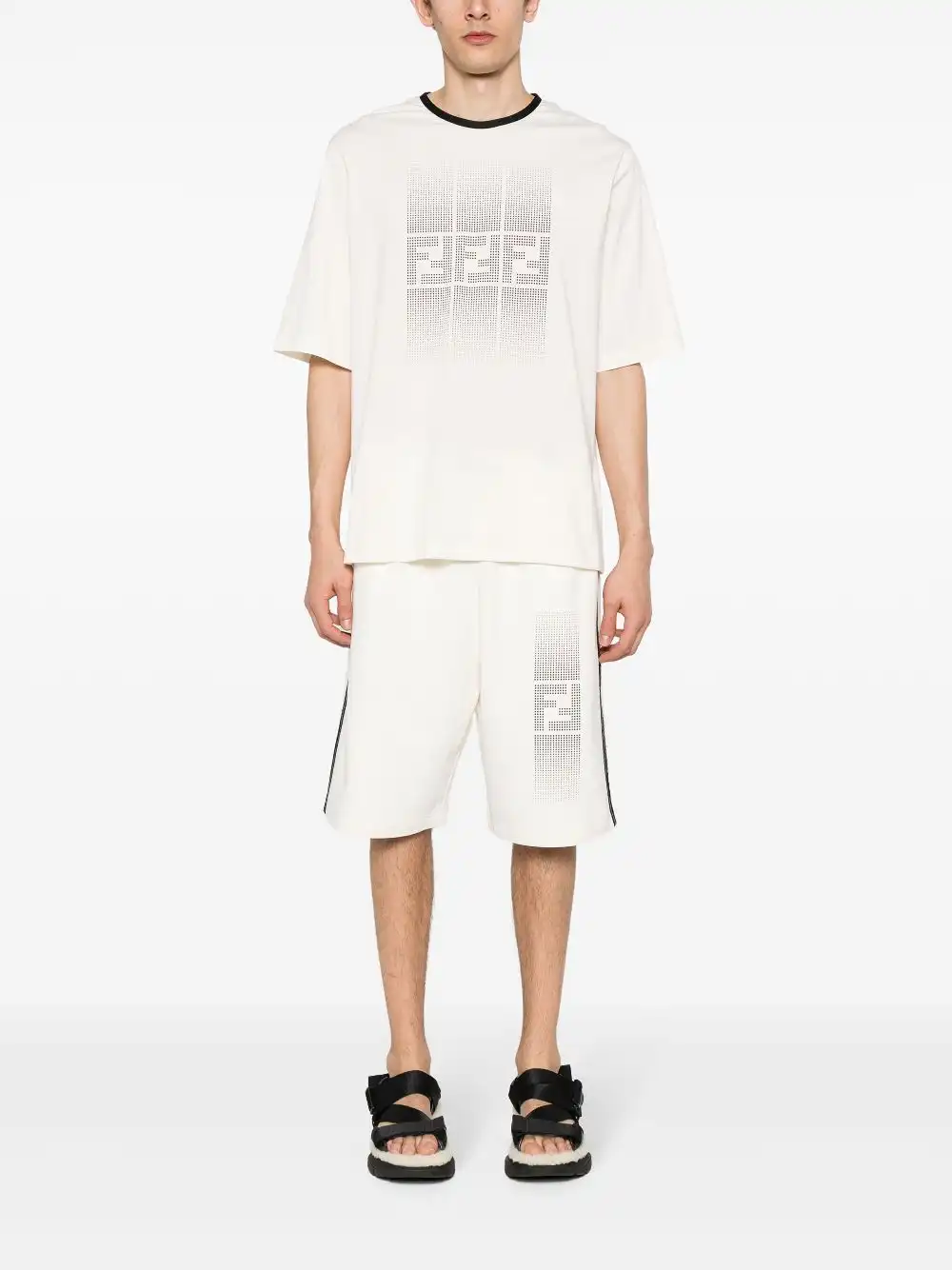 Affordable FENDI FF-motif cotton T-shirt