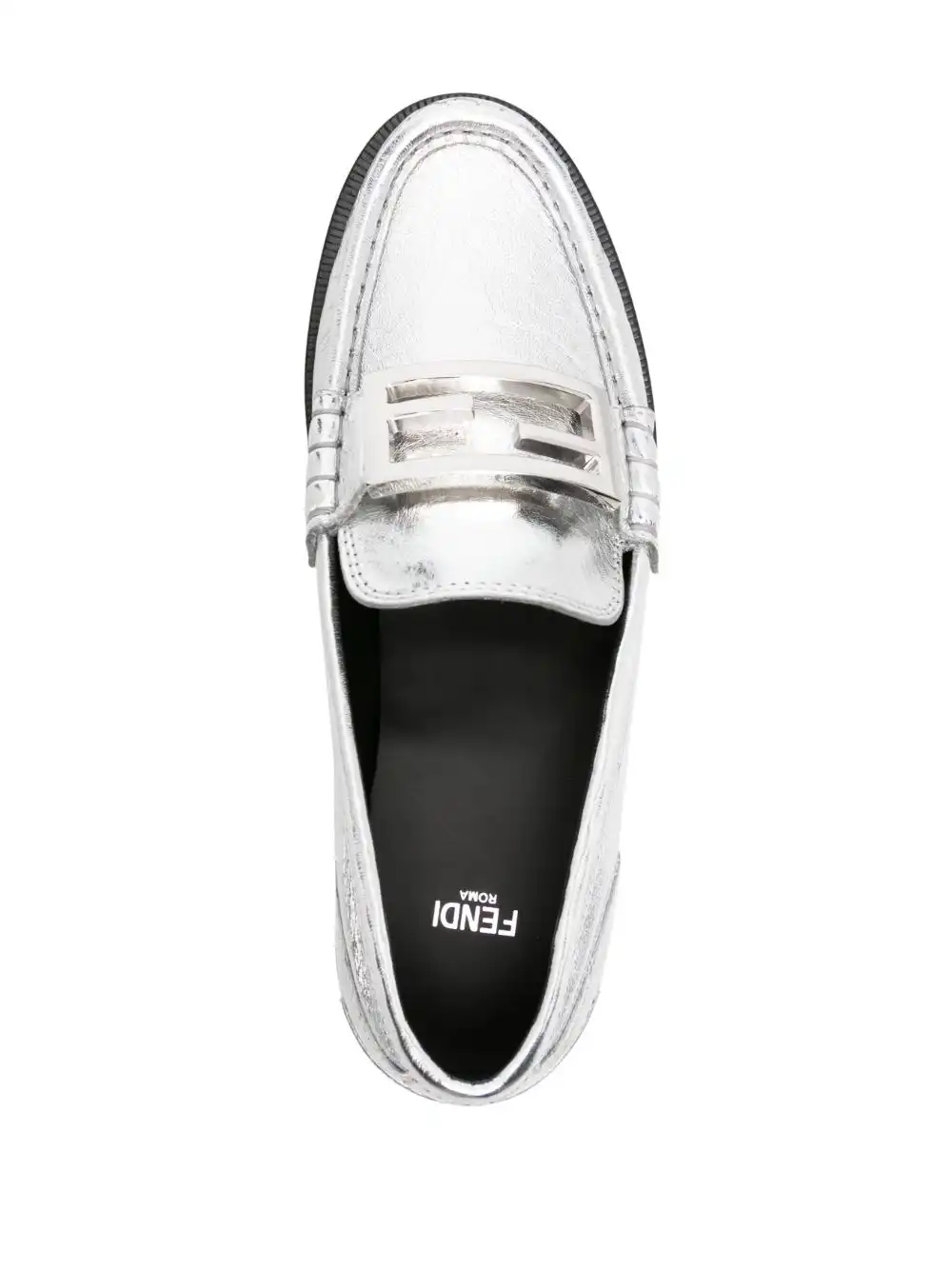 Cheap FENDI Baguette metallic leather loafers