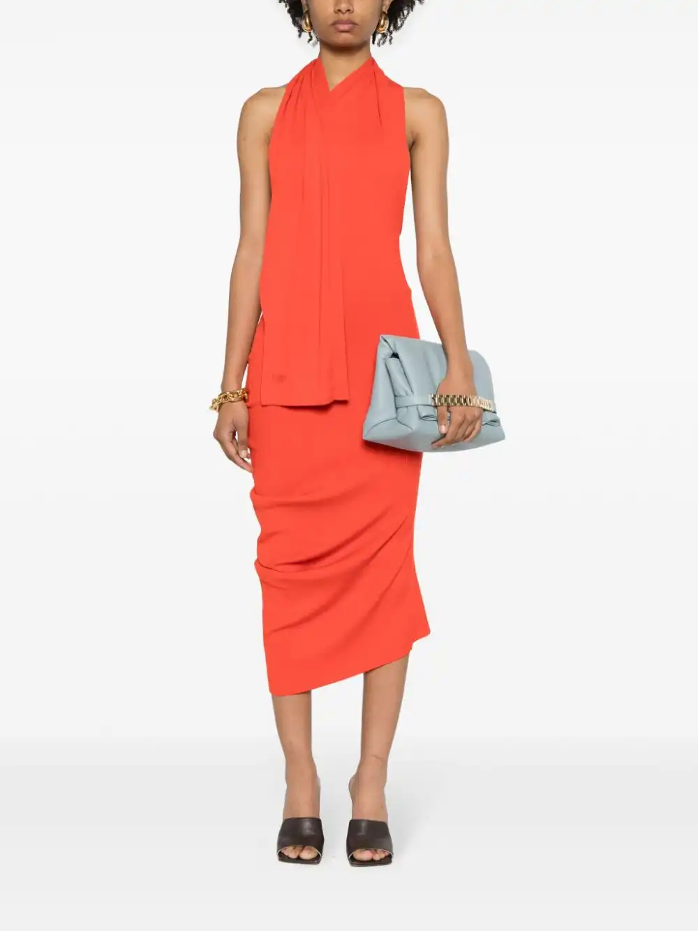 Cheap FENDI halterneck asymmetric midi dress