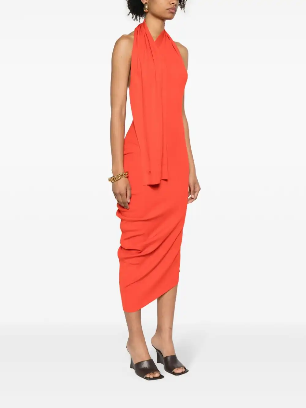 Cheap FENDI halterneck asymmetric midi dress