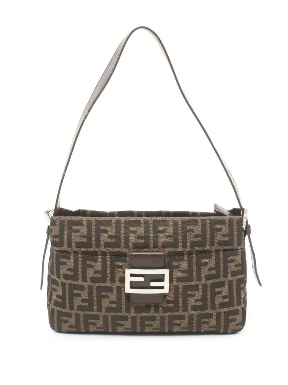 Affordable Fendi 2000s Zucca FF plaque shoulder bag