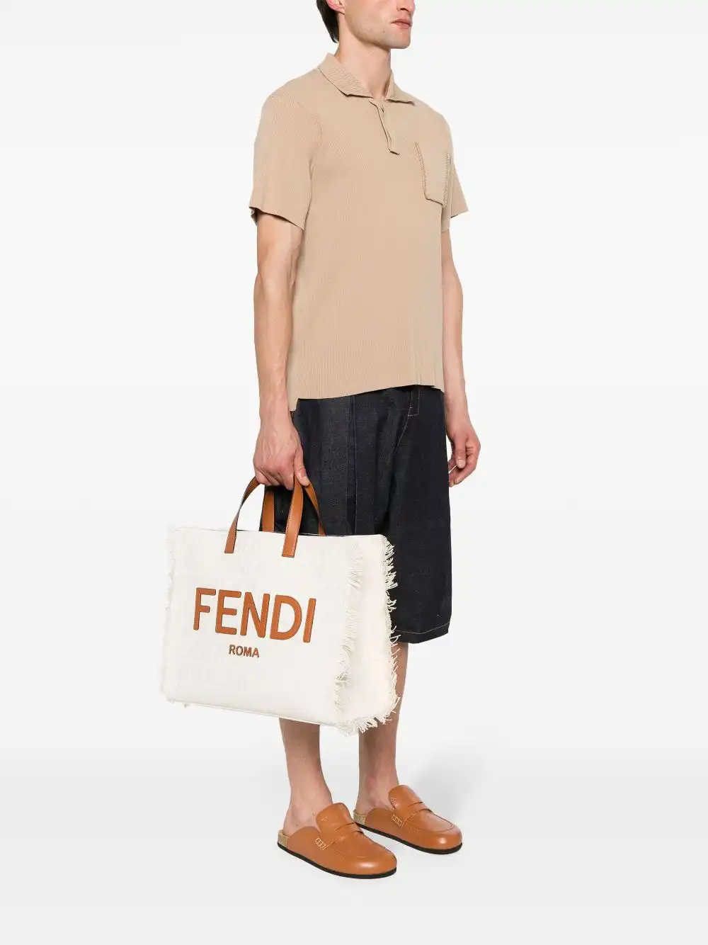 Cheap FENDI jacquard-logo canvas tote bag