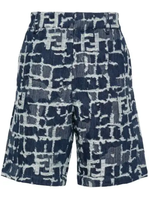 FENDI FF-distressed denim shorts