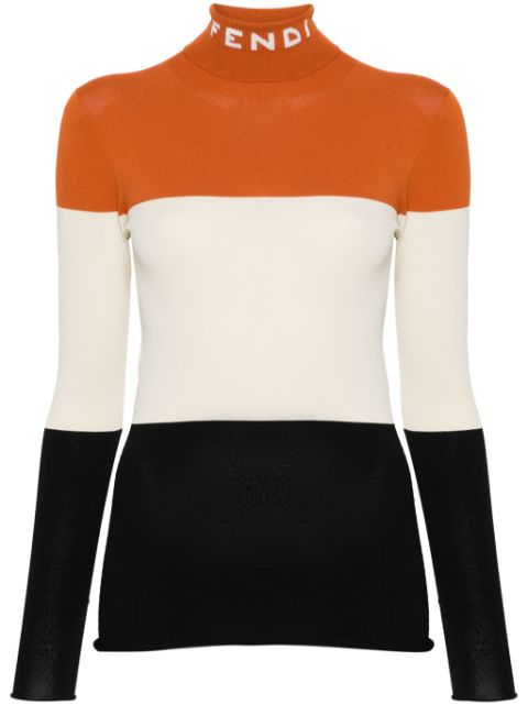 FENDI logo-intarsia colour-block jumper