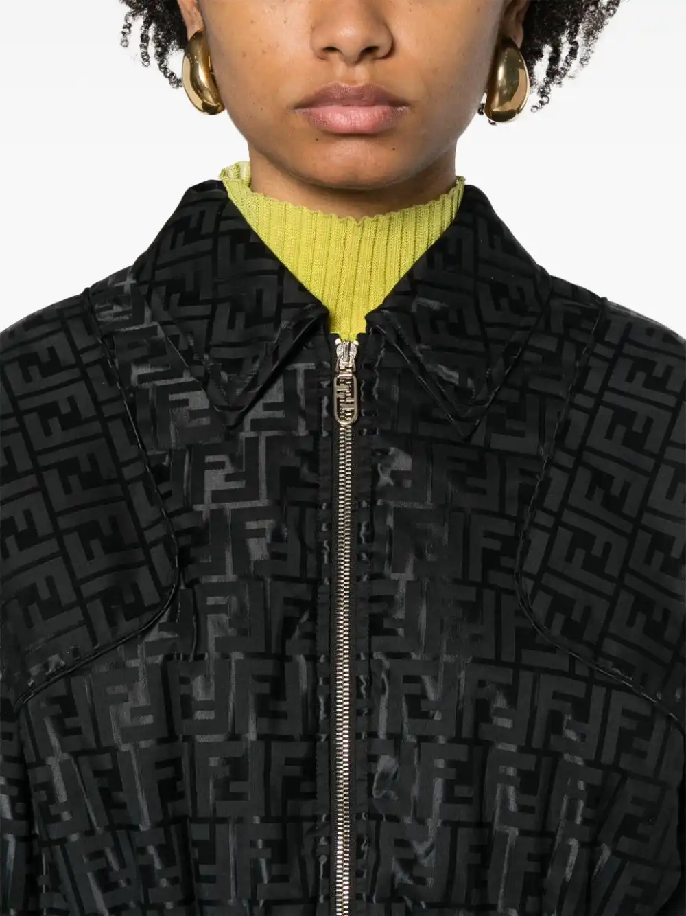 Cheap FENDI FF-jacquard padded cropped jacket