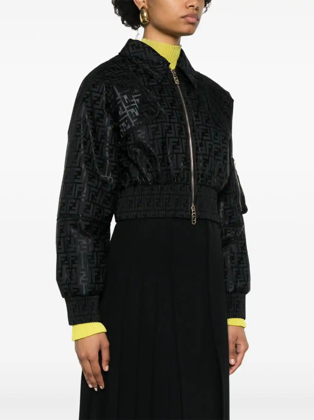 Cheap FENDI FF-jacquard padded cropped jacket