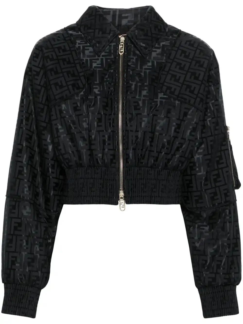 Cheap FENDI FF-jacquard padded cropped jacket