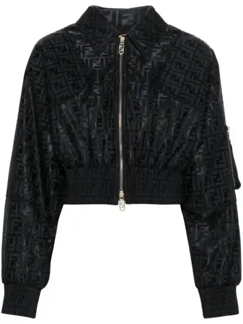 Cheap FENDI FF-jacquard padded cropped jacket