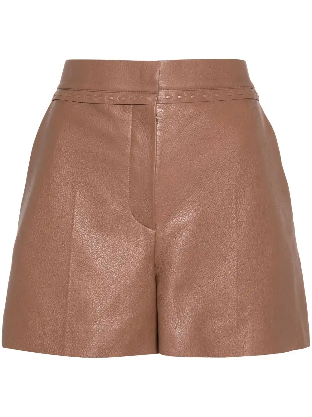 Affordable FENDI Selleria-stitching leather shorts