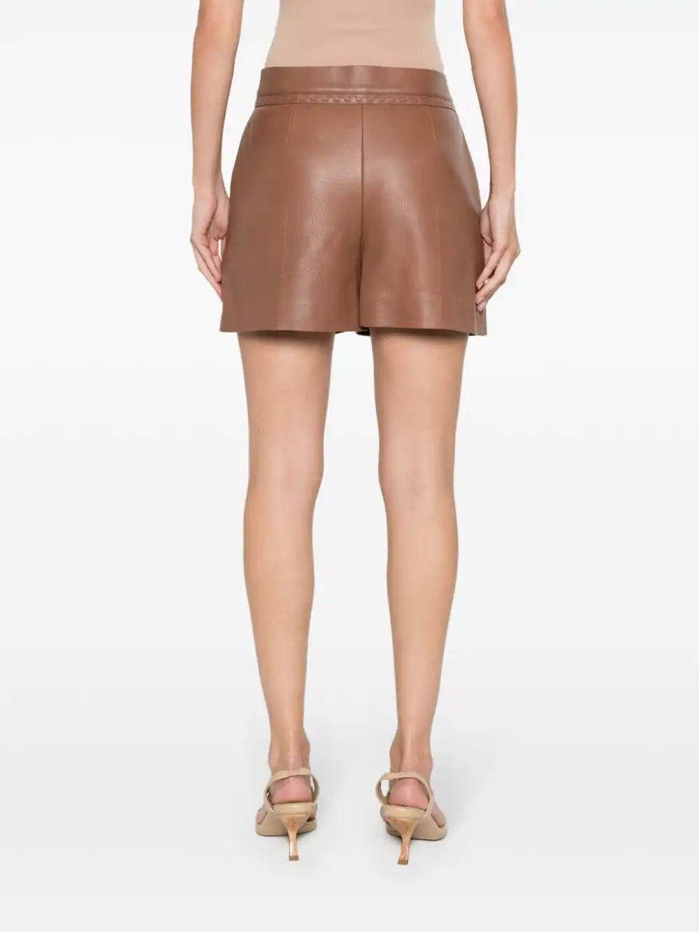 Affordable FENDI Selleria-stitching leather shorts