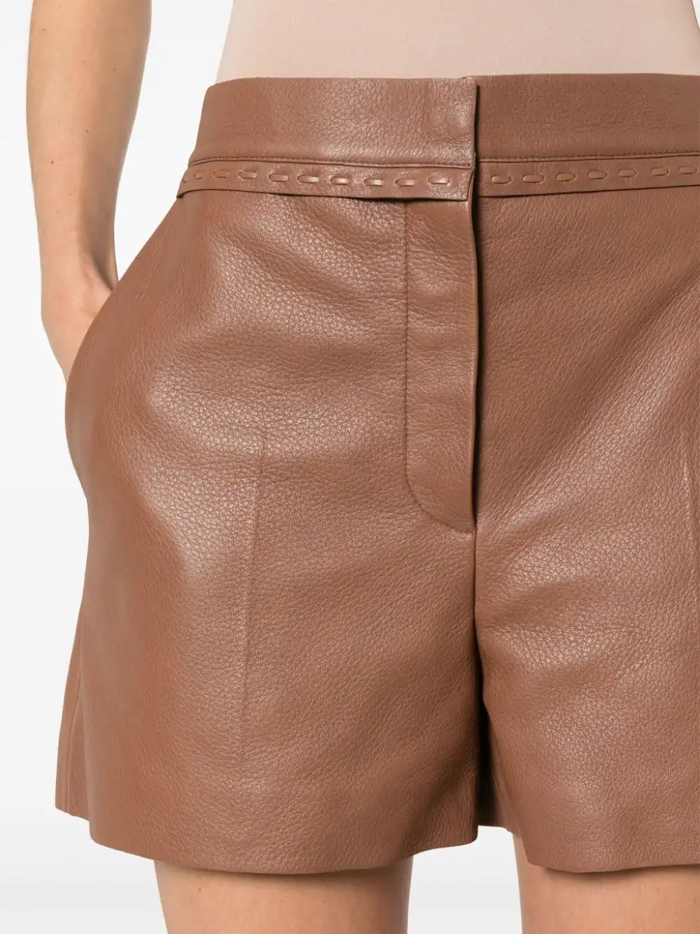 Affordable FENDI Selleria-stitching leather shorts