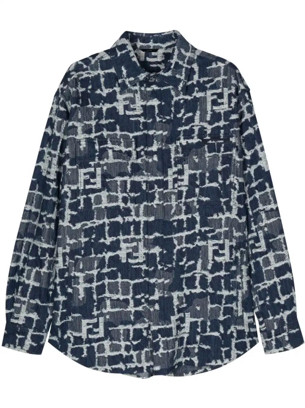 Cheap FENDI FF-pattern denim shirt jacket