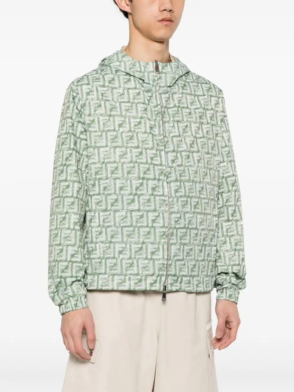 Cheap FENDI FF-print reversible hooded jacket