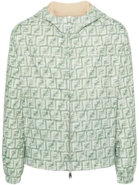 Cheap FENDI FF-print reversible hooded jacket