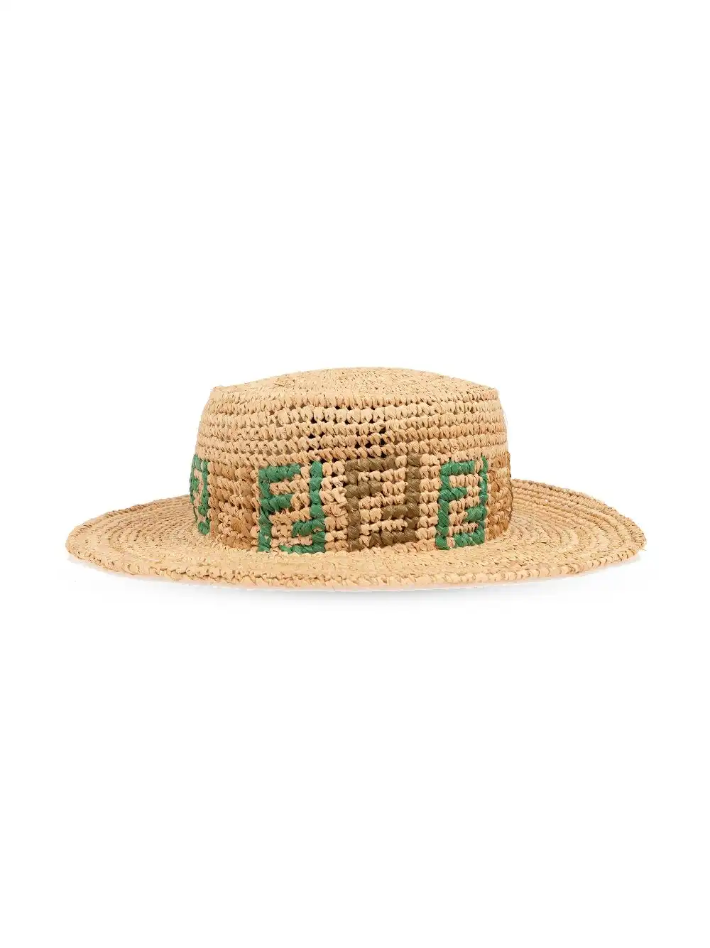 Cheap FENDI monogram-pattern raffia hat