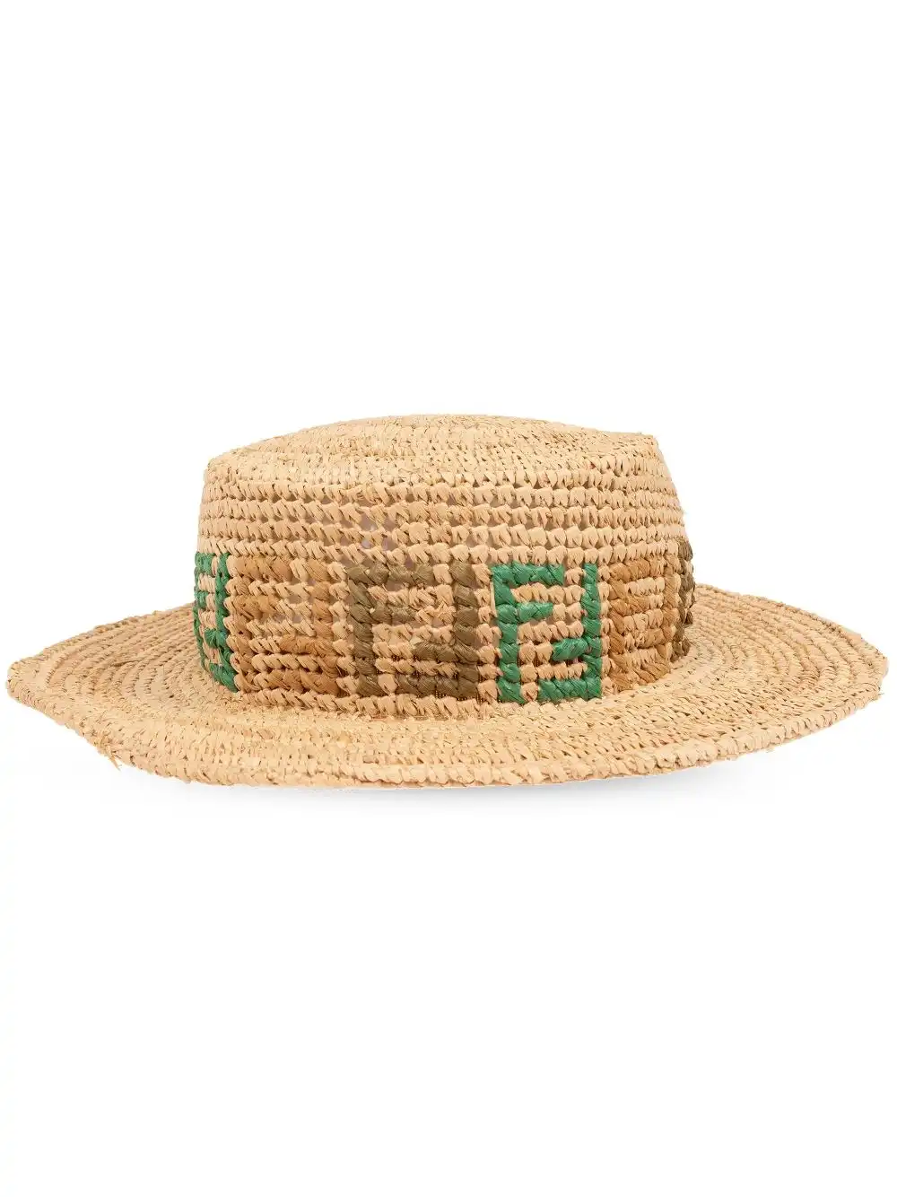 Cheap FENDI monogram-pattern raffia hat