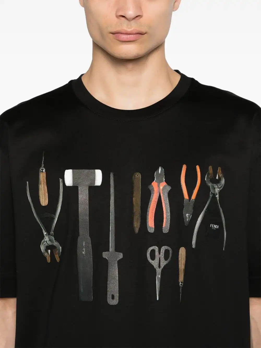 Cheap FENDI tool-print cotton T-shirt