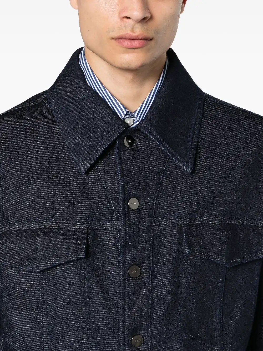 Cheap FENDI button-up denim shirt jacket