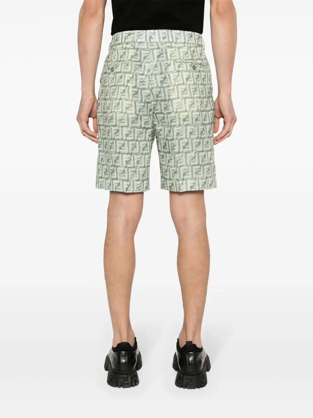 Cheap FENDI FF-motif linen shorts