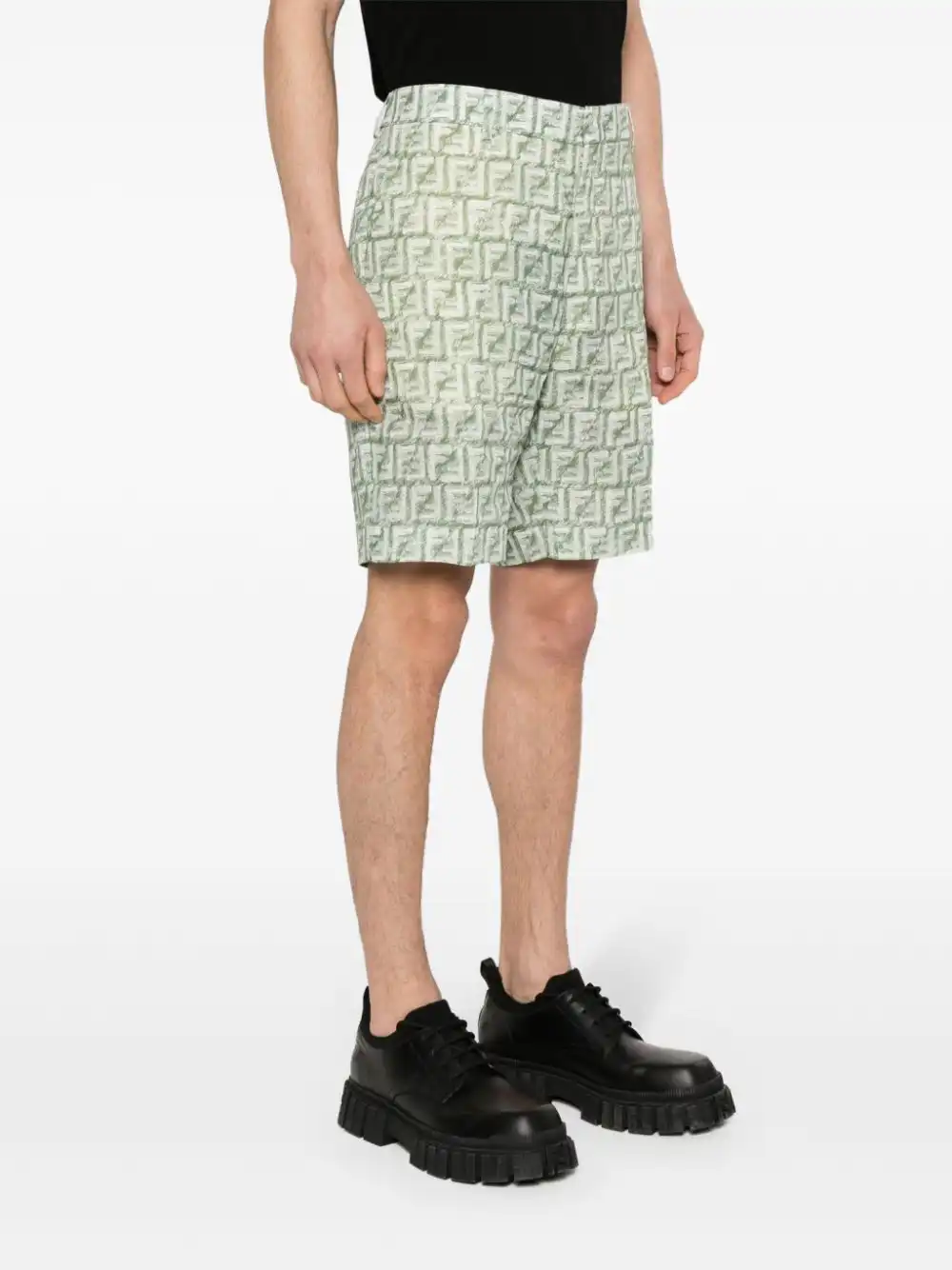 Cheap FENDI FF-motif linen shorts