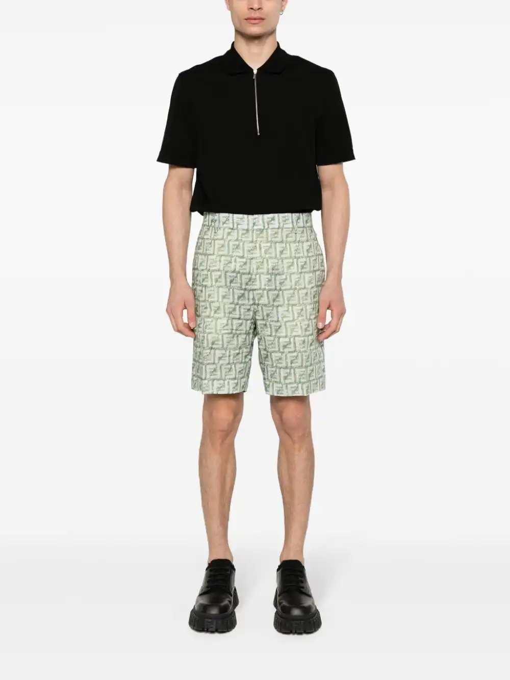 Cheap FENDI FF-motif linen shorts