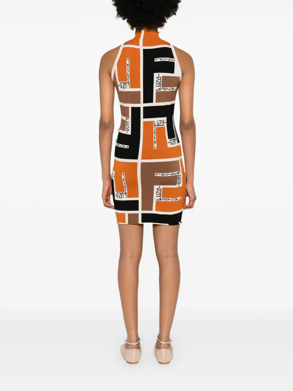 Affordable FENDI colour-block high-neck minidress