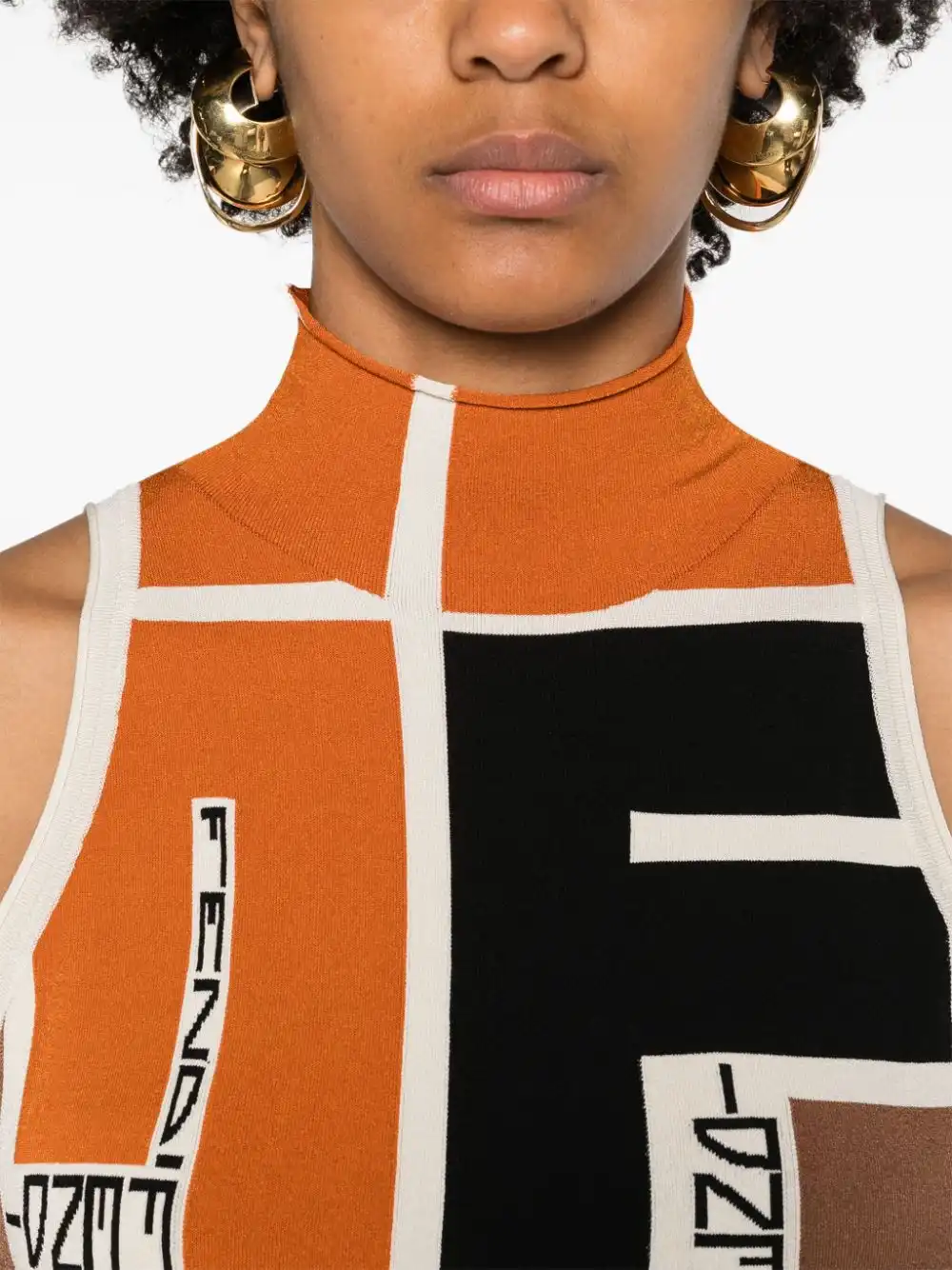 Affordable FENDI colour-block high-neck minidress