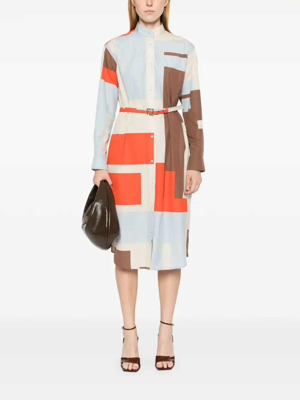 Cheap FENDI FF Puzzle-print cotton shirt dress