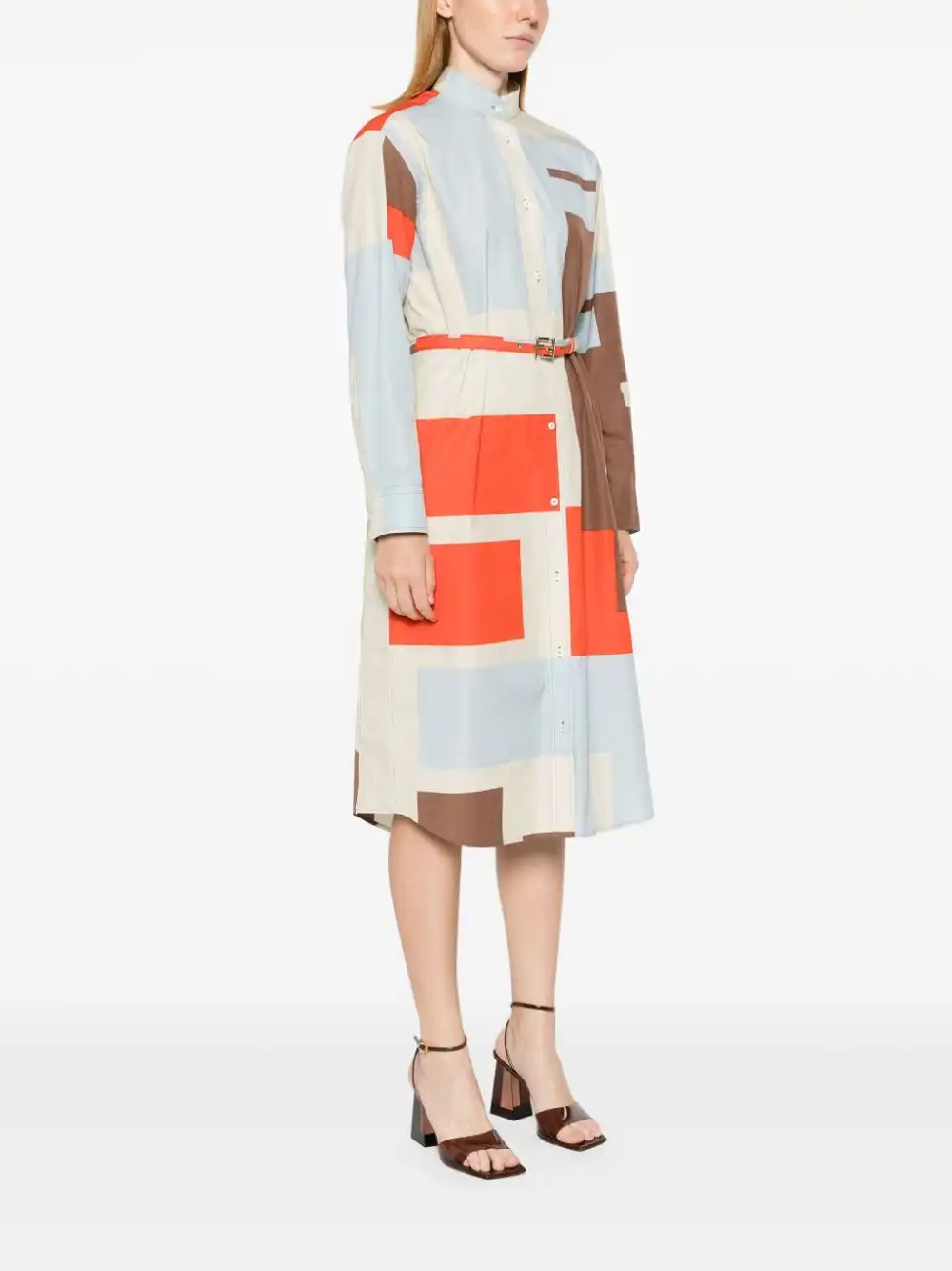 Cheap FENDI FF Puzzle-print cotton shirt dress