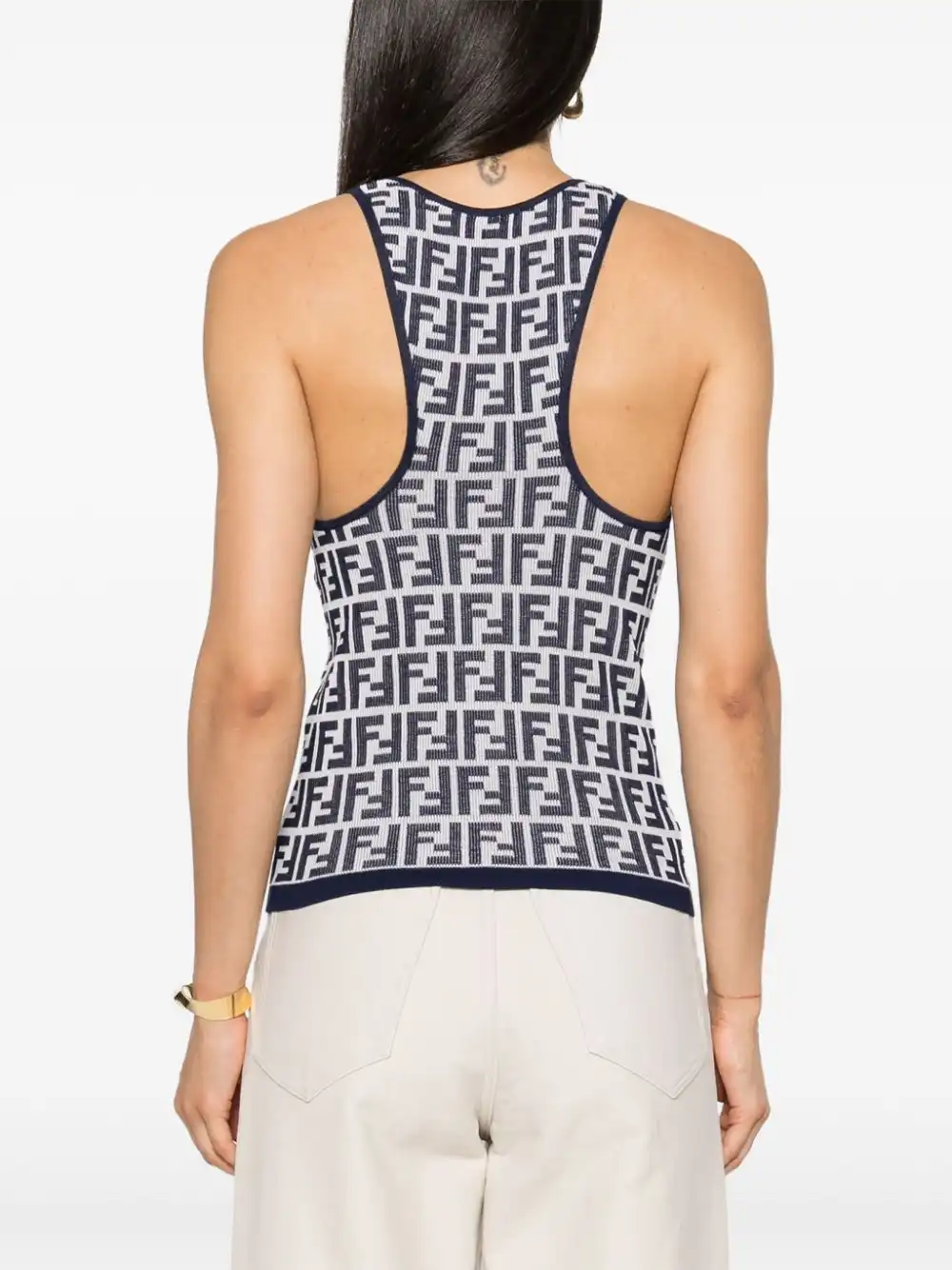 Affordable FENDI jacquard-logo knitted top