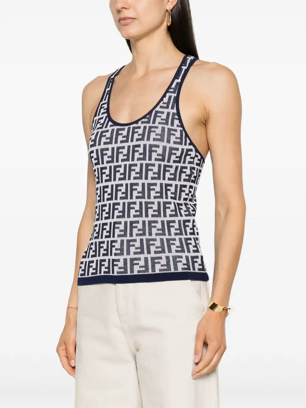 Affordable FENDI jacquard-logo knitted top