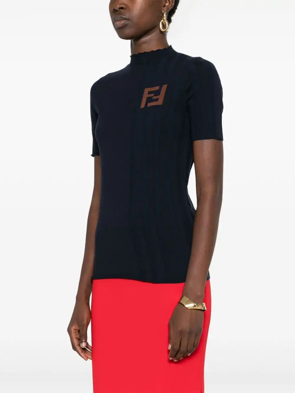 Affordable FENDI embroidered-logo knitted jumper